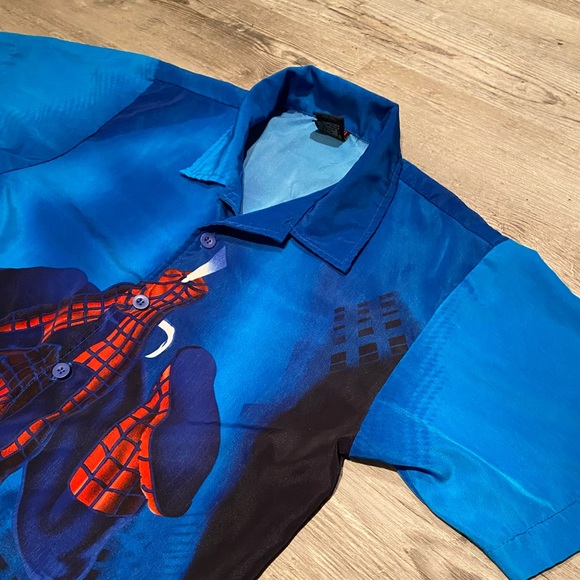 2002 Marvel Spiderman Button Up Short Sleeve Shirt Vintage Men’s Size XL - Picture 2 of 4